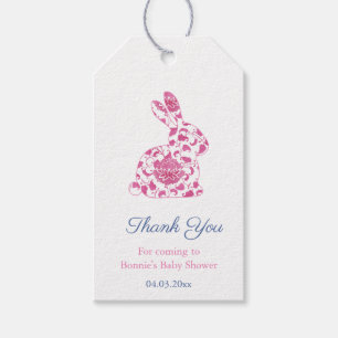 Étiquettes-cadeau Chinoiserie rose Rabbit Baby shower Favoriser