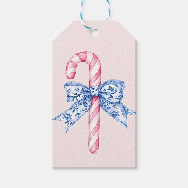 Étiquettes-cadeau Chiot de Noël rose et bleu (Devant)
