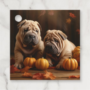 Étiquettes Cadeau Chiots Shar Pei Délice d'Automne Citrouille