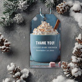 Étiquettes-cadeau Chocolat chaud avec crème humide Baby shower confo