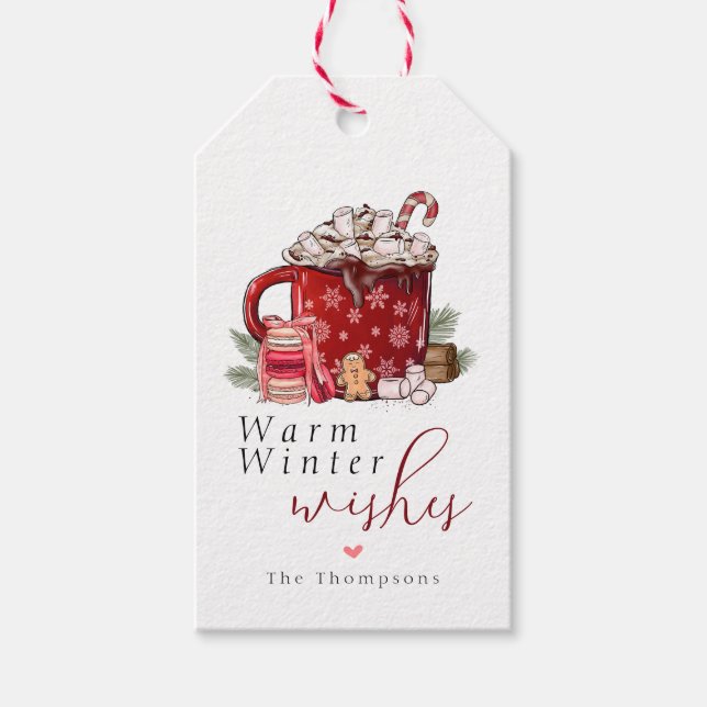 Étiquettes-cadeau Chocolat Chaud Confortable Vœux de Hiver Chaleureu (Devant)