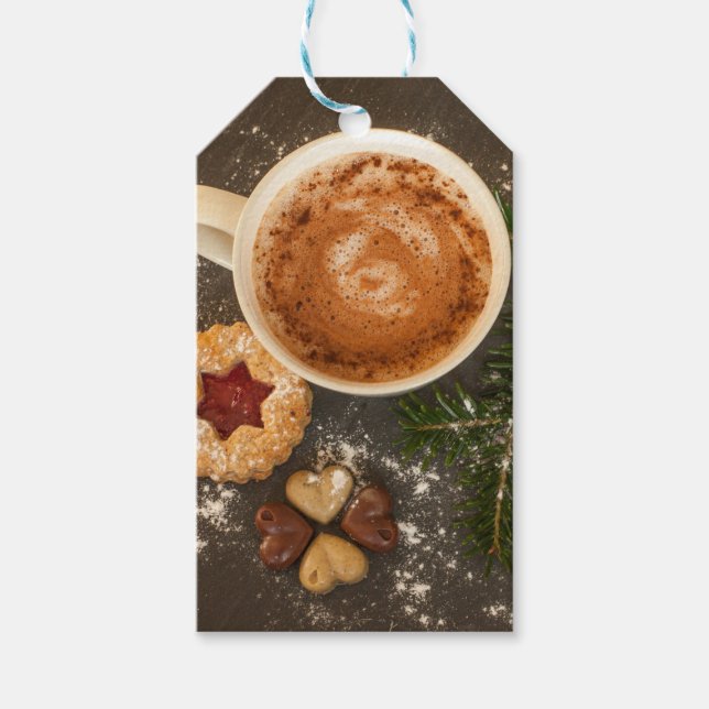 Étiquettes-cadeau Chocolat chaud de Noël (Devant)