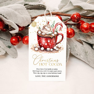 Étiquettes-cadeau Chocolat Chaud de Noël Aquarelle