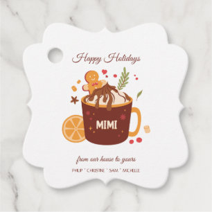 Étiquettes Cadeau Chocolat chaud mignon avec pain d'épices