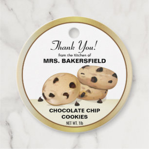 Étiquettes Cadeau Chocolat Chip Cookies Merci Baking Cadeau