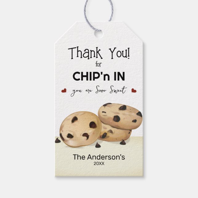 Étiquettes-cadeau Chocolat Chip Cookies Merci Cuisson (Devant)