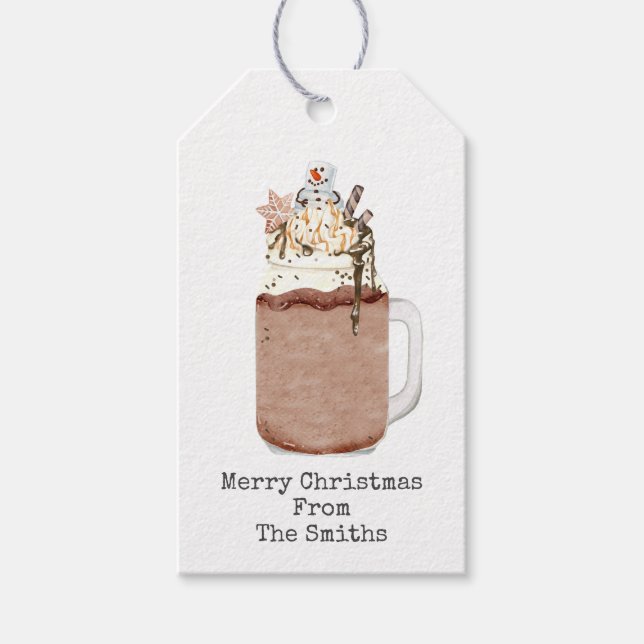 Étiquettes-cadeau Chocolat Snowman Mason Jar Milkshake Noël (Devant)