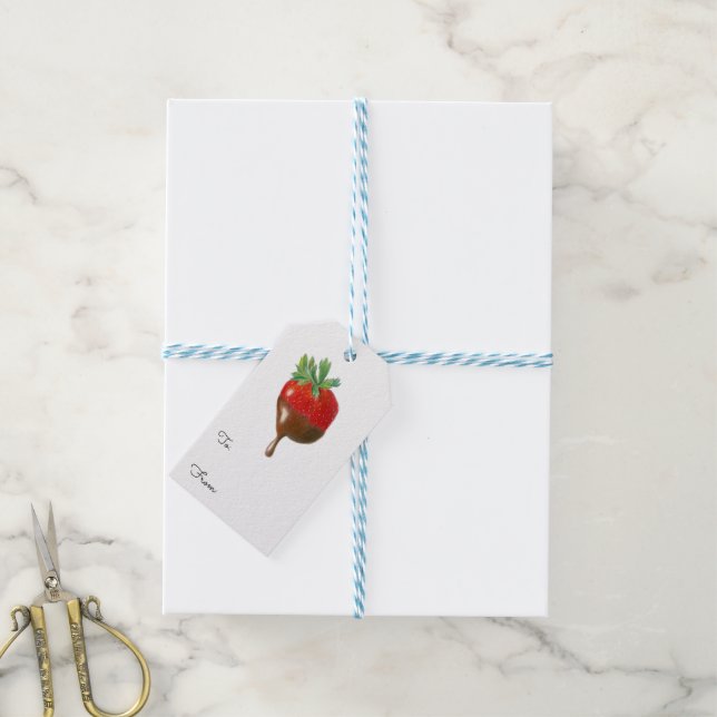 Étiquettes-cadeau Chocolat sucré fraise couverte (Avec de laficelle)