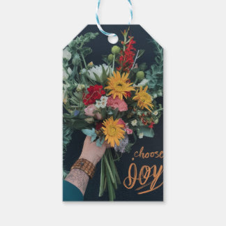 Étiquettes-cadeau Choisissez Joie : Bouquet de draps en coton floral