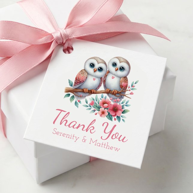 Étiquettes Cadeau Chouette Bohème Rustique Campagne Mariage Remercie (Créateur téléchargé)
