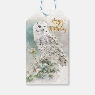 Étiquettes-cadeau Chouette hivernale - Anniversaire