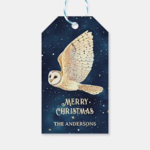 Étiquettes-cadeau Chouette volant à travers Starry Night Sky Waterco