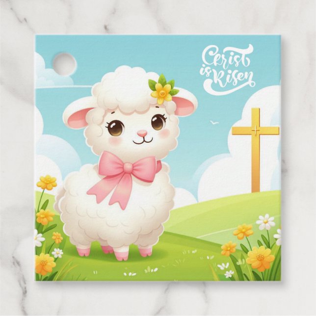 Étiquettes Cadeau Christ/Pâques/agneau/croix (Devant)