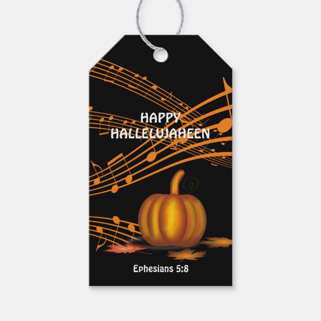 Étiquettes-cadeau Christian Halloween HALLELUJAHEEN | CITROUILLE (Devant)