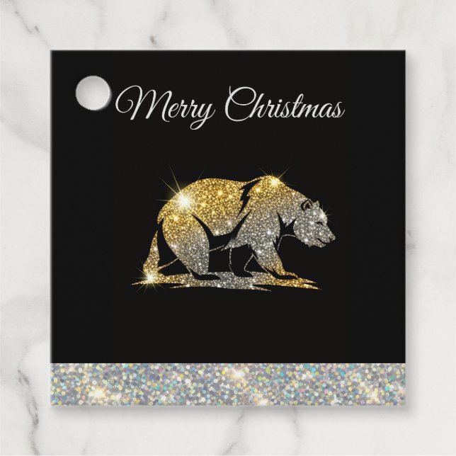 Étiquettes Cadeau Christmas California Bear (Devant)