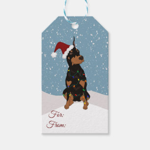 Étiquettes-cadeau Christmas Doberman Pinscher