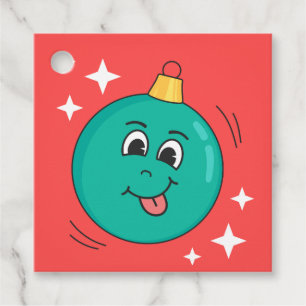 Étiquettes Cadeau Christmas globe smiley rétro personnage de dessin