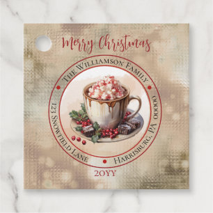 Étiquettes Cadeau Christmas Holiday Hot Cocoa Circle Retour Adresse