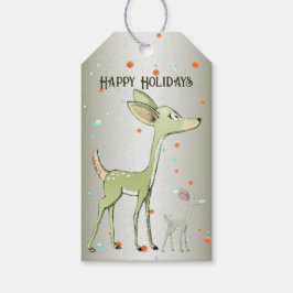 Étiquettes-cadeau Christmas Party Green Deers Holidays Cute