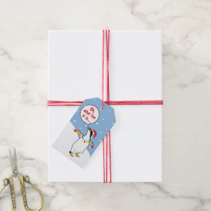 Étiquettes-cadeau Christmas Père Noël Penguin dit