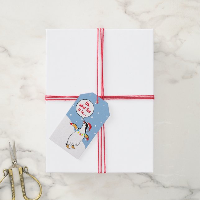 Étiquettes-cadeau Christmas Père Noël Penguin dit (Avec de la ficelle)