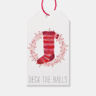 Étiquettes-cadeau Christmas Stocking And Wreath 