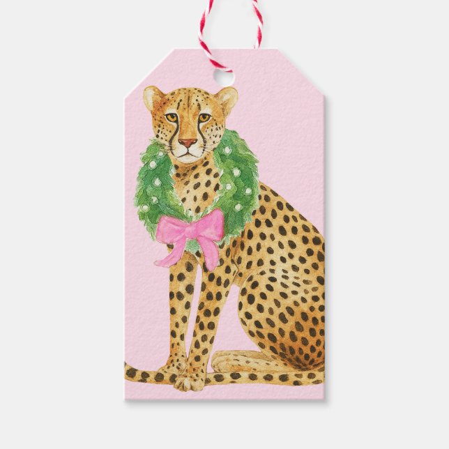 Étiquettes-cadeau Christmas Wreath Leopard  (Devant)
