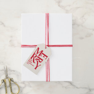 Étiquettes-cadeau Chritsmas vintage rouge coloré pour le merry