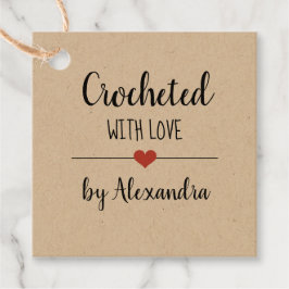 Étiquettes Cadeau Chrocheted avec amour kraft script personnalisé Fa