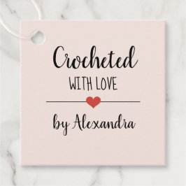 Étiquettes Cadeau Chrochetée avec amour bleu rose nom de script