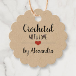 Étiquettes Cadeau Chrochetée avec écriture kraft d'amour