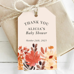 Étiquettes-cadeau Chute Aquarelle Fleur sauvage Douche Anniversaire