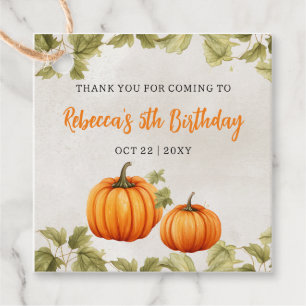 Étiquettes Cadeau Chute Burnt Orange Citrouille Patch Anniversaire