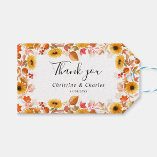 Étiquettes-cadeau chute d'aquarelle fleurs merci 