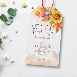 Étiquettes-cadeau Chute en amour feuillage automne mariage de tourne