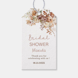 Étiquettes-cadeau Chute en amour fleurs terre cuite douche nuptiale