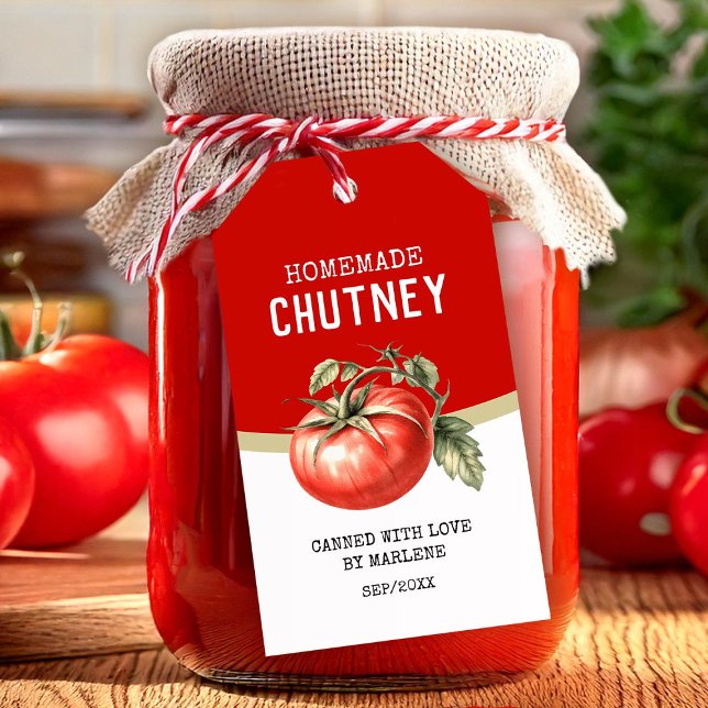 Étiquettes-cadeau Chutney de tomate fait maison avec tomate rouge (Créateur téléchargé)