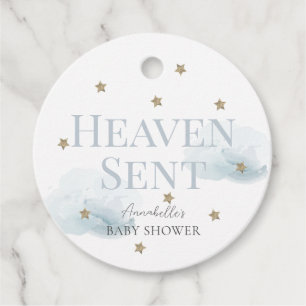 Étiquettes Cadeau Ciel envoyé Blue Cloud Boy Baby shower Merci