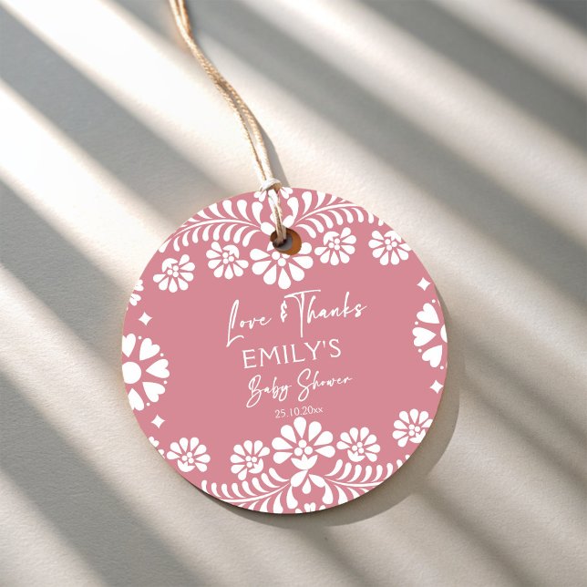 Étiquettes Cadeau Cielito lindo baby shower mexicain rose pâle (Cielito lindo dusty pink Mexican fiesta baby shower personalized Favor Tags )