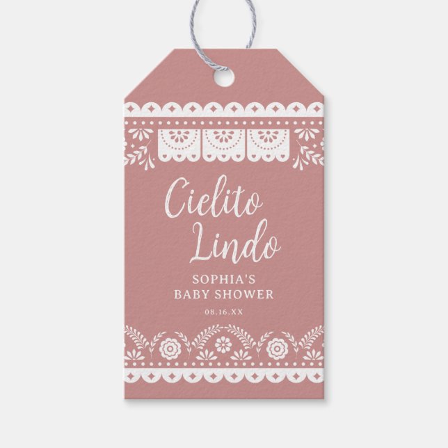 Étiquettes-cadeau Cielito rose Lindo Talavera Baby shower mexicain (Devant)
