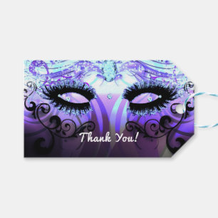 Étiquettes-cadeau Cils Glamour Violet Faveur de fête masquée