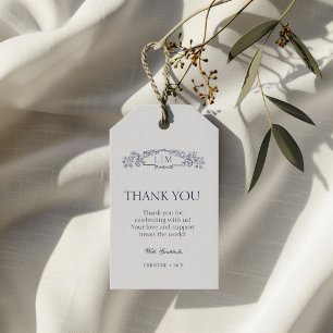 Étiquettes-cadeau Cimier élégant Crête botanique Mariage Merci