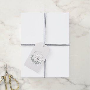 Étiquettes-cadeau Cimier monogramme avec Merci de couronne de laurie