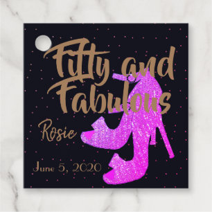 Étiquettes Cadeau Cinquante et fabuleuse fille Sparkly Hot rose Chau