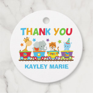 Étiquettes Cadeau Circus Animal Train Cute Custom Birthday Party