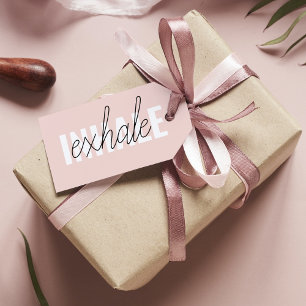 Étiquettes-cadeau Citation moderne Pastel Pink Inhale Exhale