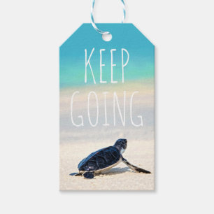 Étiquettes-cadeau Citation Motivationnelle Continuer à aller Turtle 