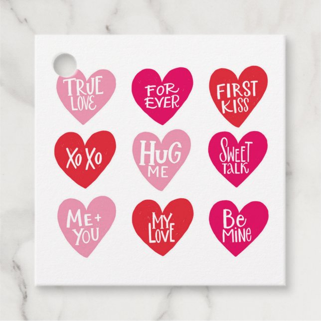 Étiquettes Cadeau Citations d'amour mignon sur Heureuse Sainte-Valen (Devant)