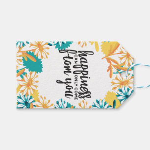Étiquettes-cadeau Citations de bonheur avec Motif de fleurs
