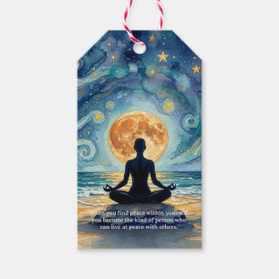 Étiquettes-cadeau Citations de yoga méditation ciel nocturne étoilé